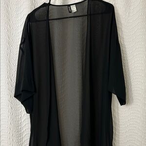 Divided Black Sheer Kimono Top